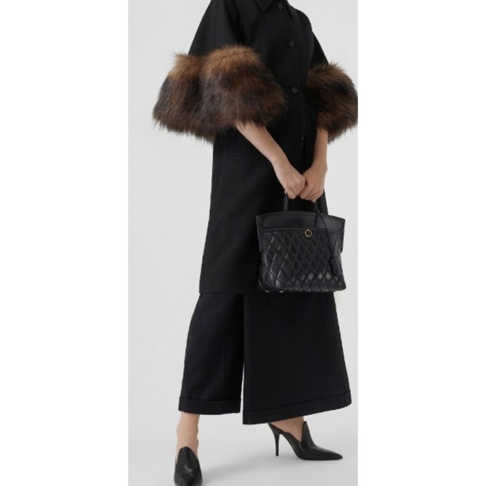 Burberry Black Wool Skirt Front Wide Leg Trousers Pants Italy $1350